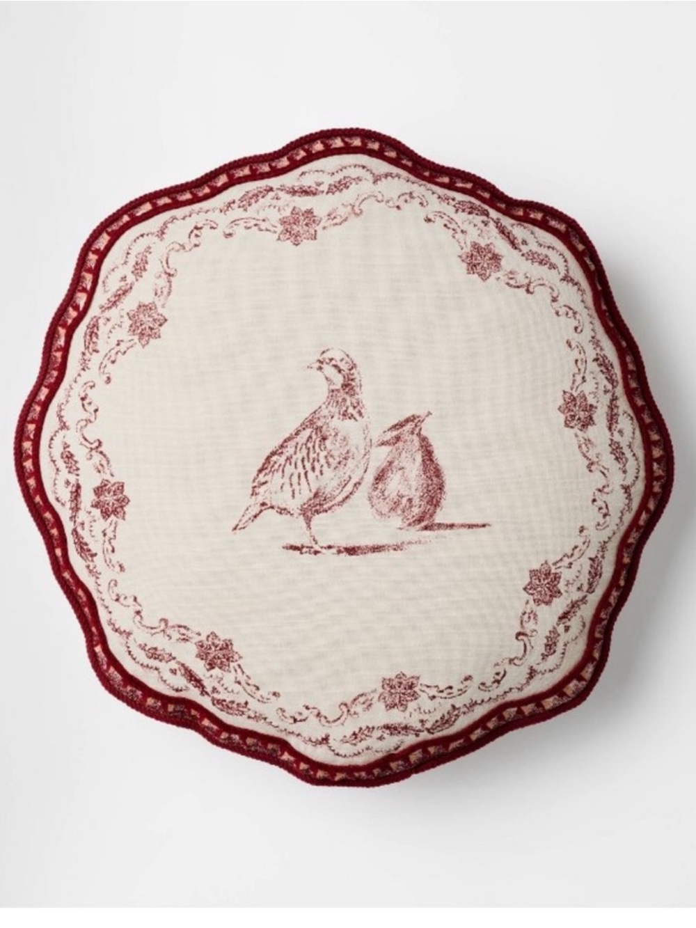 New studio McGee burgundy partridge bird pillow